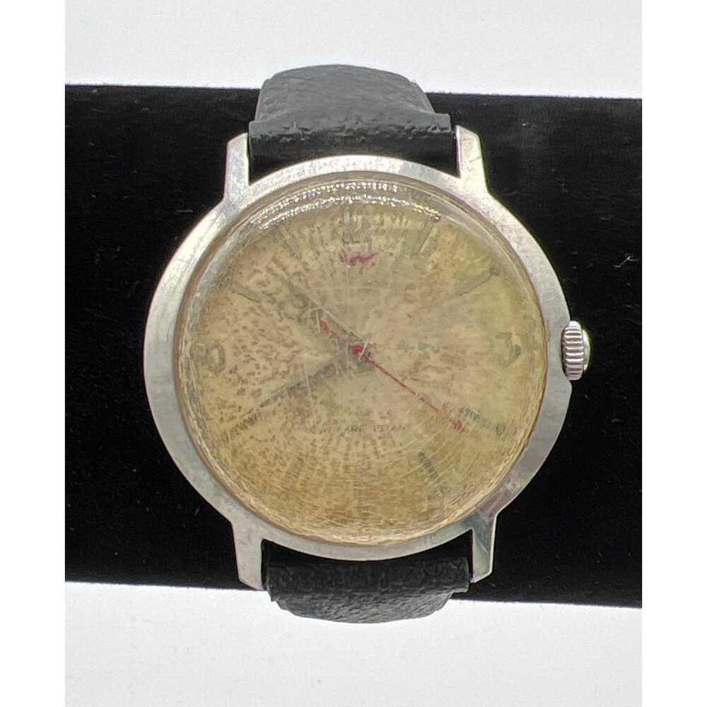 Vintage Waltham Mechanical Watch Exposed Movement Silver Leather Band